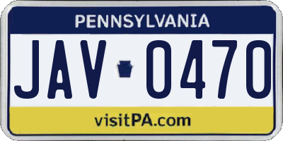 PA license plate JAV0470