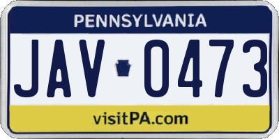 PA license plate JAV0473