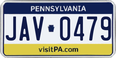 PA license plate JAV0479