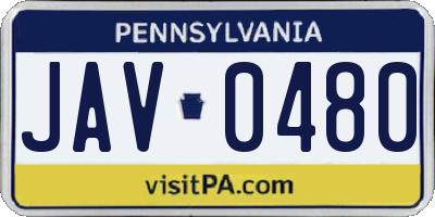 PA license plate JAV0480