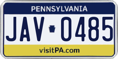 PA license plate JAV0485