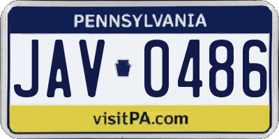 PA license plate JAV0486