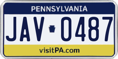 PA license plate JAV0487