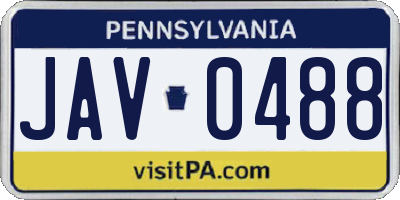 PA license plate JAV0488