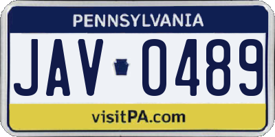 PA license plate JAV0489