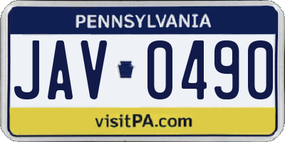 PA license plate JAV0490