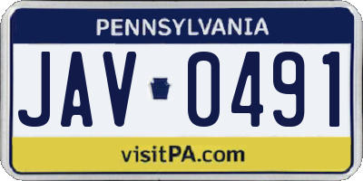 PA license plate JAV0491