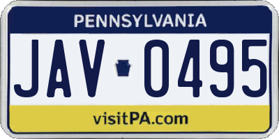 PA license plate JAV0495