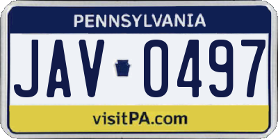 PA license plate JAV0497