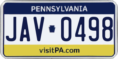 PA license plate JAV0498