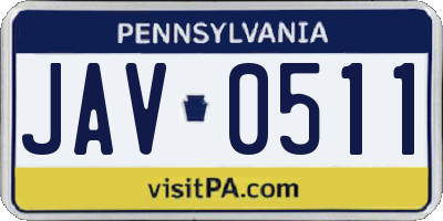 PA license plate JAV0511