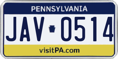 PA license plate JAV0514