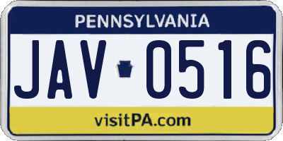 PA license plate JAV0516