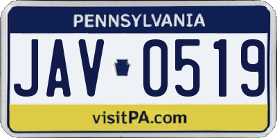 PA license plate JAV0519