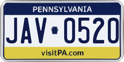 PA license plate JAV0520