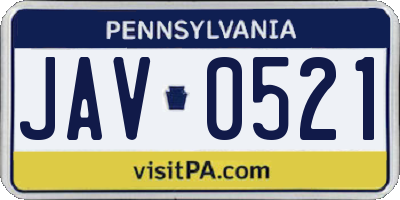 PA license plate JAV0521