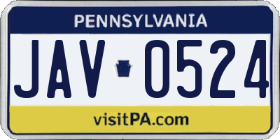 PA license plate JAV0524