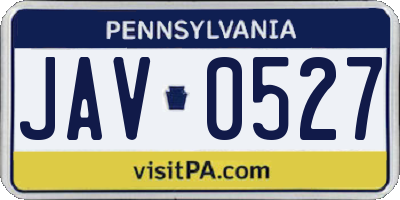 PA license plate JAV0527