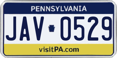 PA license plate JAV0529