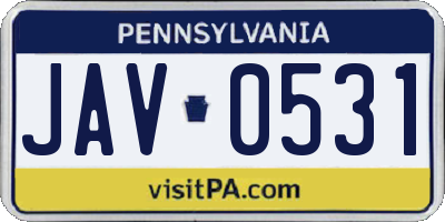 PA license plate JAV0531