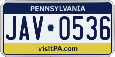 PA license plate JAV0536