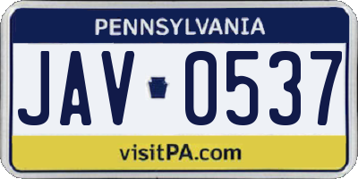 PA license plate JAV0537