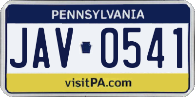 PA license plate JAV0541