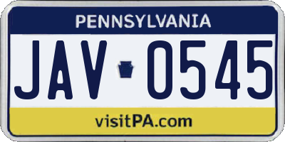 PA license plate JAV0545