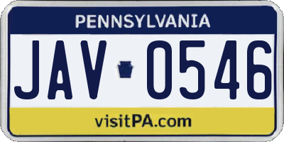 PA license plate JAV0546