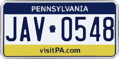 PA license plate JAV0548