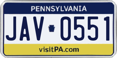 PA license plate JAV0551