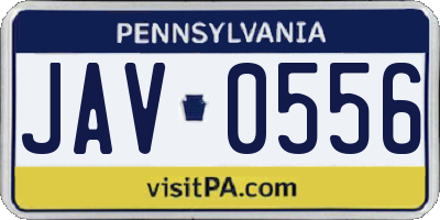 PA license plate JAV0556