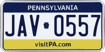 PA license plate JAV0557