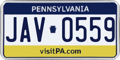 PA license plate JAV0559