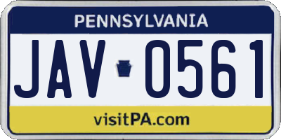 PA license plate JAV0561