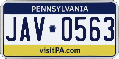 PA license plate JAV0563