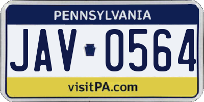 PA license plate JAV0564