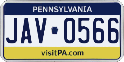 PA license plate JAV0566