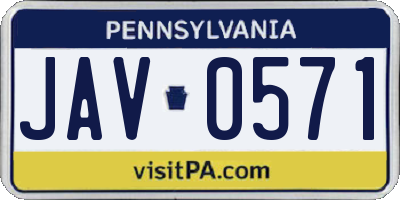 PA license plate JAV0571