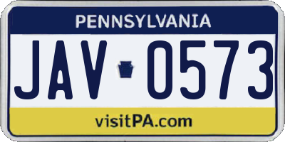 PA license plate JAV0573