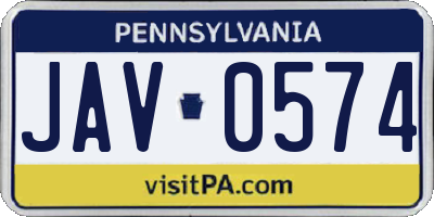 PA license plate JAV0574