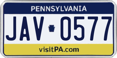 PA license plate JAV0577