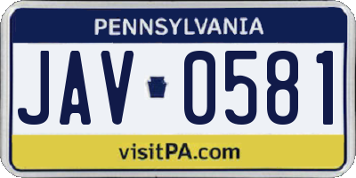 PA license plate JAV0581