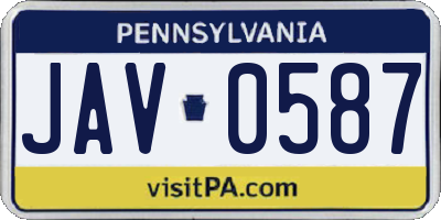 PA license plate JAV0587