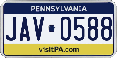 PA license plate JAV0588