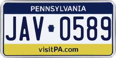 PA license plate JAV0589