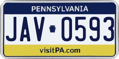 PA license plate JAV0593