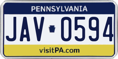 PA license plate JAV0594