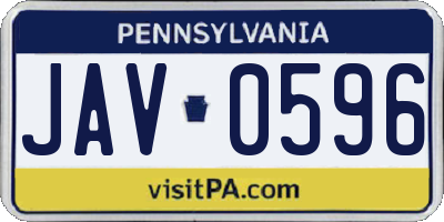 PA license plate JAV0596