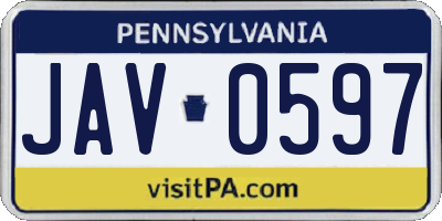 PA license plate JAV0597